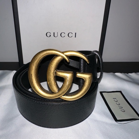GUCCI LEATHER BELT WITH DOUBLE G BUCKLE - Picture 3 of 4